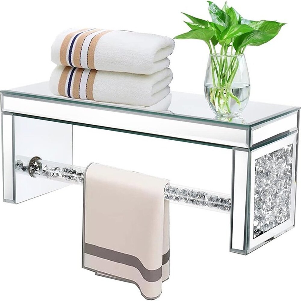 NEW Glass Mirrored Wall Shelf Wall Mounted for Over Toilet - Picture 3 of 8